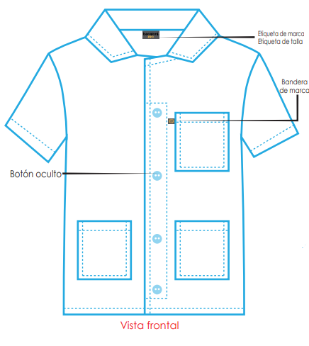 Bata labotario boton oculto manga corta