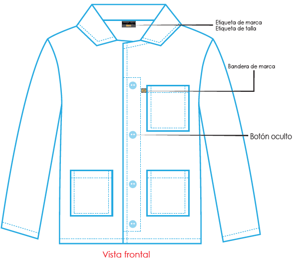 Bata unisex boton oculto