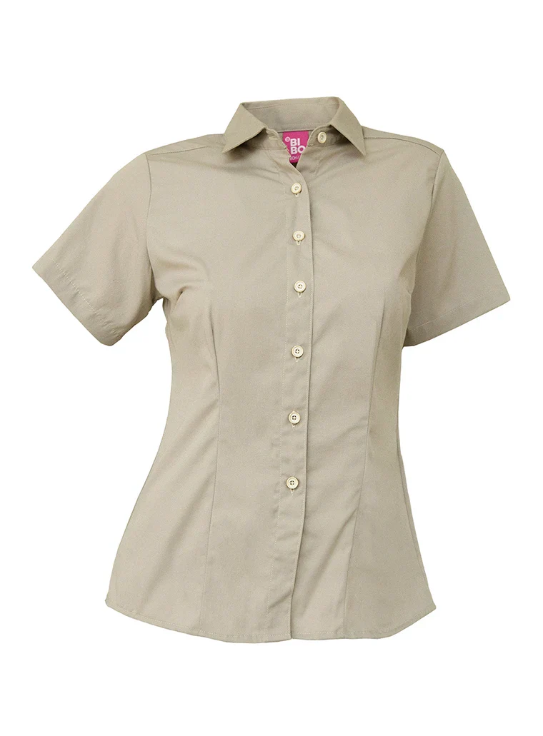 Blusa dama manga corta gabardina