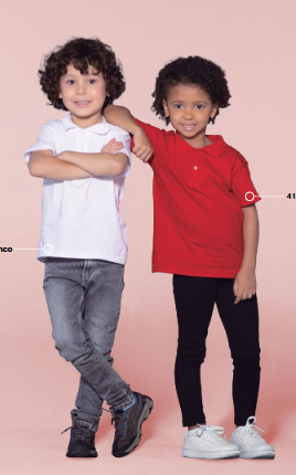 Playera tipo polo manga corta para niños n0501