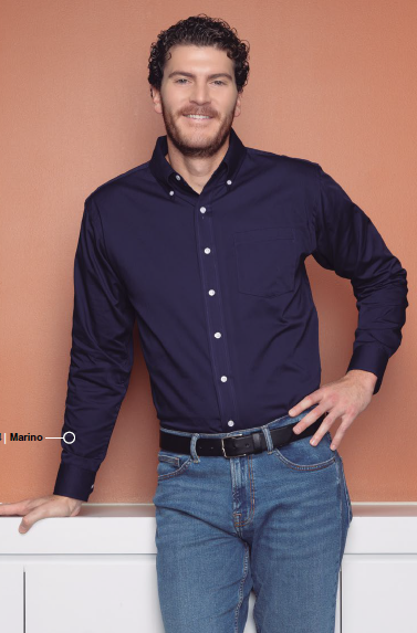 Camisa gabardina manga larga para caballero